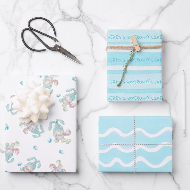 Gnome Bunny Like You Easter Wrapping Paper Sheet (Front)