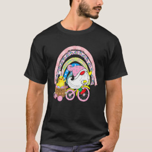 Gnome Carrying Bunny Chicken On Bicycle Easter Egg T-Shirt
