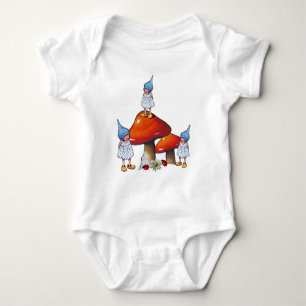 Gnome Children, Triplet Girls, Toadstools, Art Baby Bodysuit
