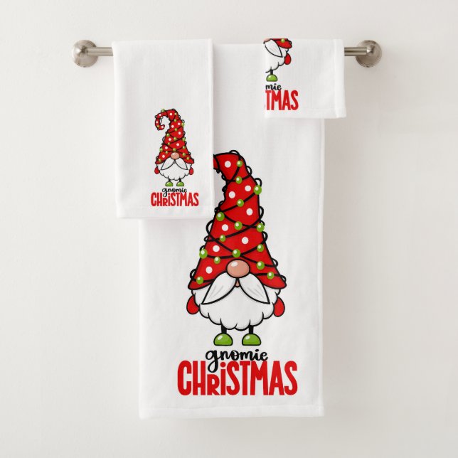  Gnome Christmas  Bath Towel Set (Insitu)