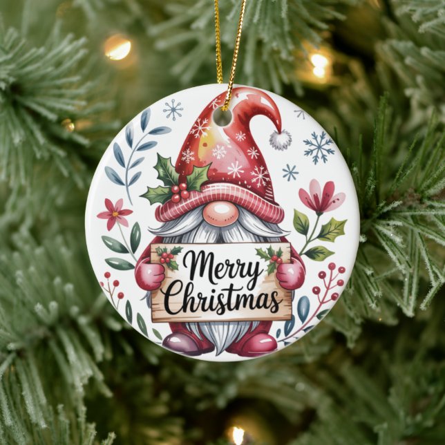 Gnome Christmas Blessings Merry Christmas Ornament (Tree)