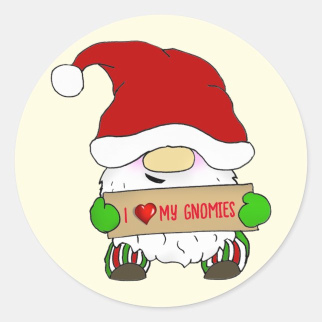 Gnome Christmas Classic Round Sticker (Front)