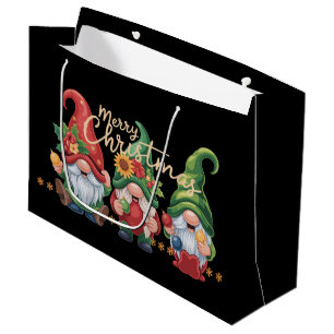 Gnome Christmas Gnomes Merry Christmas Xmas Large Gift Bag