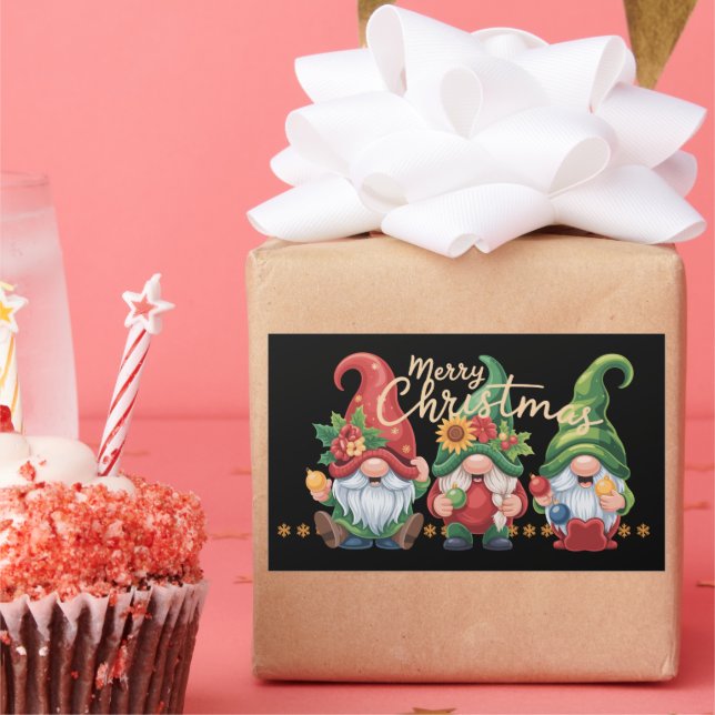 Gnome Christmas Gnomes Merry Christmas Xmas  Rectangular Sticker (Party)