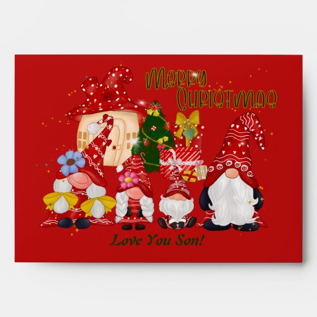 Gnome Christmas Greeting Card Envelope (Front)