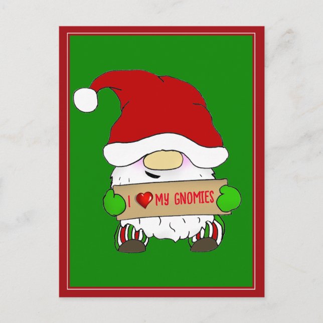 Gnome Christmas Holiday Postcard (Front)