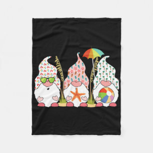 Gnome Christmas In July Cool Summer Tropical Beach Fleece Blanket