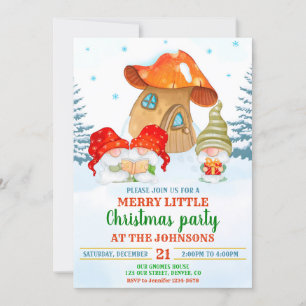 Gnome Christmas invitation Christmas party invite