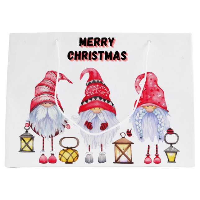 Gnome Christmas  Large Gift Bag (Front)