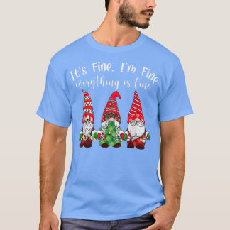 Gnome Christmas Lights It's Fine I'm Fine Everythi T-Shirt