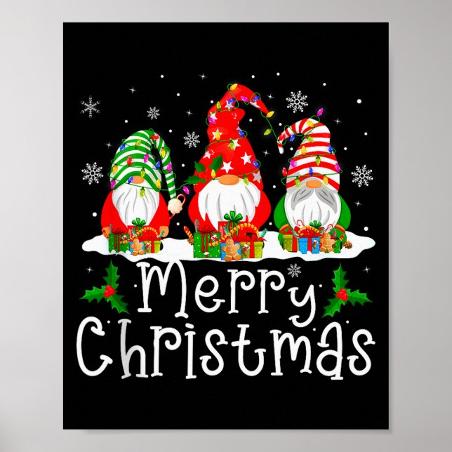 Gnome Christmas Lights Matching Family Gnome Merry Poster (Front)