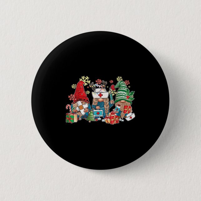 Gnome Christmas Nurse Men Women Xmas Santa  6 Cm Round Badge (Front)