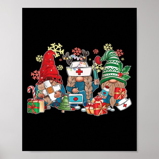 Gnome Christmas Nurse Men Women Xmas Santa  Poster (Front)