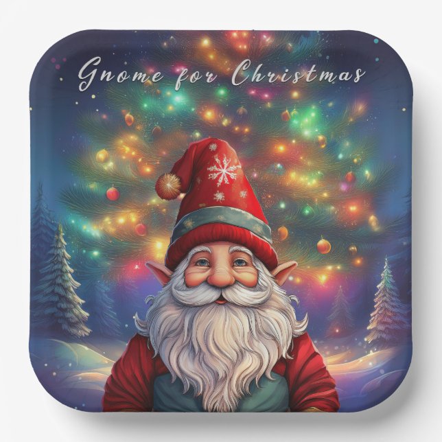Gnome Christmas  Paper Plate (Front)