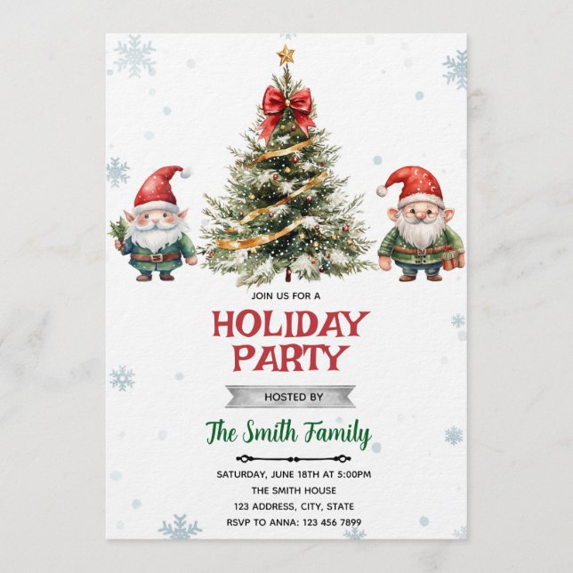 Gnome Christmas Party Invitation (Front)
