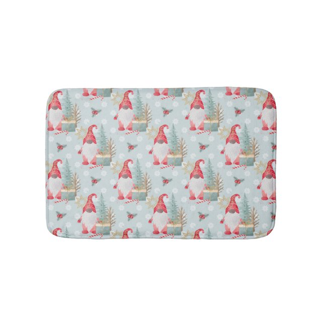 Gnome Christmas Pattern Bath Mat (Front)