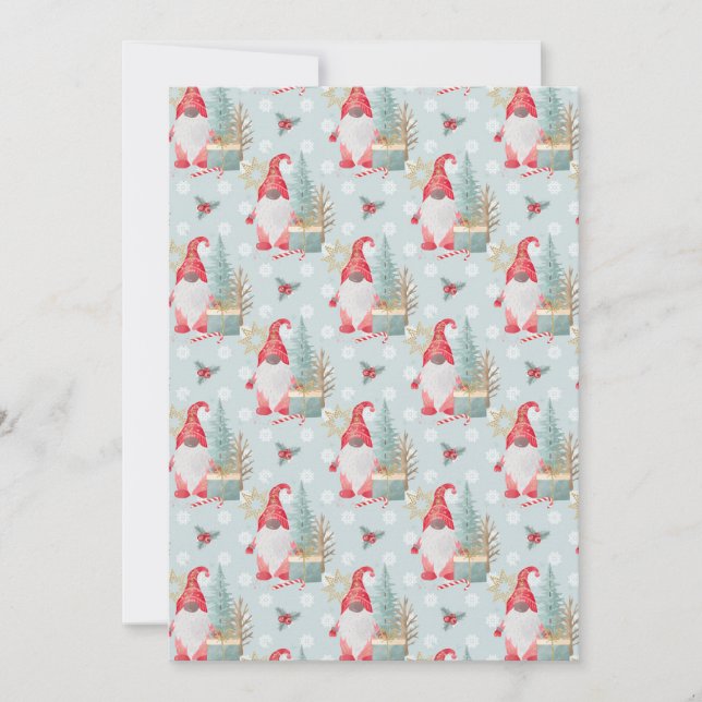 Gnome Christmas Pattern Holiday Card (Front)