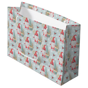 Gnome Christmas Pattern Large Gift Bag