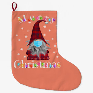 Gnome Christmas Pyjamas Face Mask - Garden Gnome Large Christmas Stocking