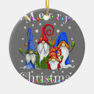 Gnome Christmas Pyjamas - Garden Gnome Merry Chris Ceramic Tree Decoration