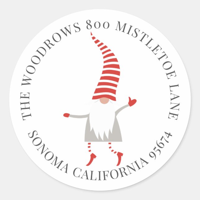 Gnome Christmas Return Address Envelope Seal (Front)