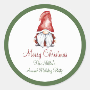 Gnome, Christmas Round Sticker