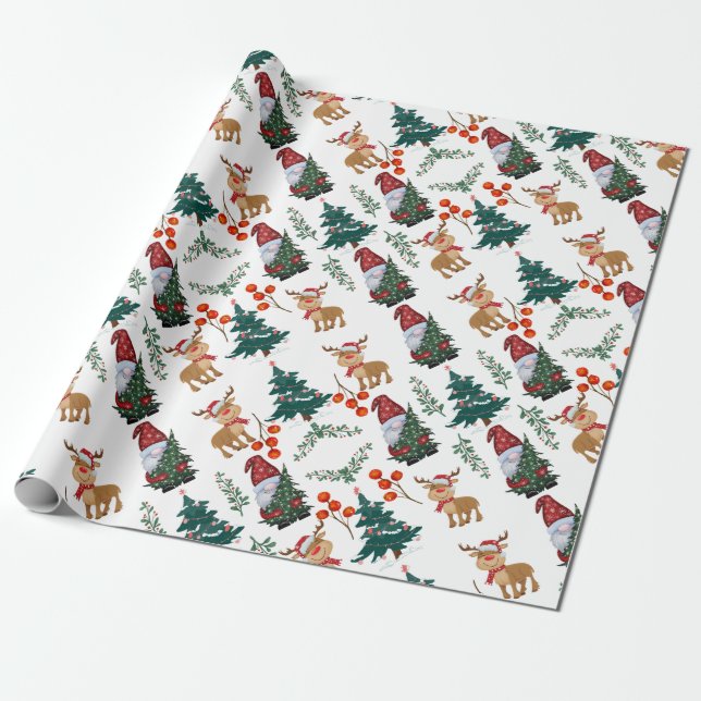 Gnome Christmas  Scandinavian whimsical   Wrapping Paper (Unrolled)
