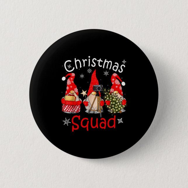 Gnome Christmas Squad Group Matching Christmas Par 6 Cm Round Badge (Front)