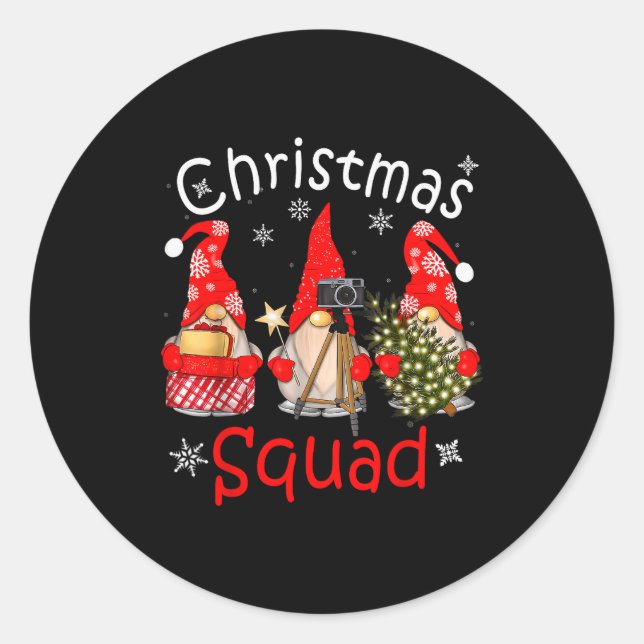 Gnome Christmas Squad Group Matching Christmas Par Classic Round Sticker (Front)