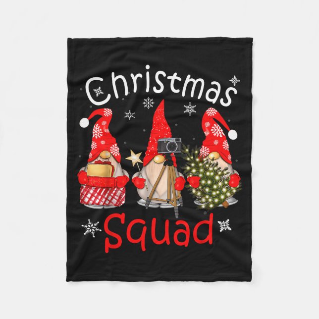 Gnome Christmas Squad Group Matching Christmas Par Fleece Blanket (Front)