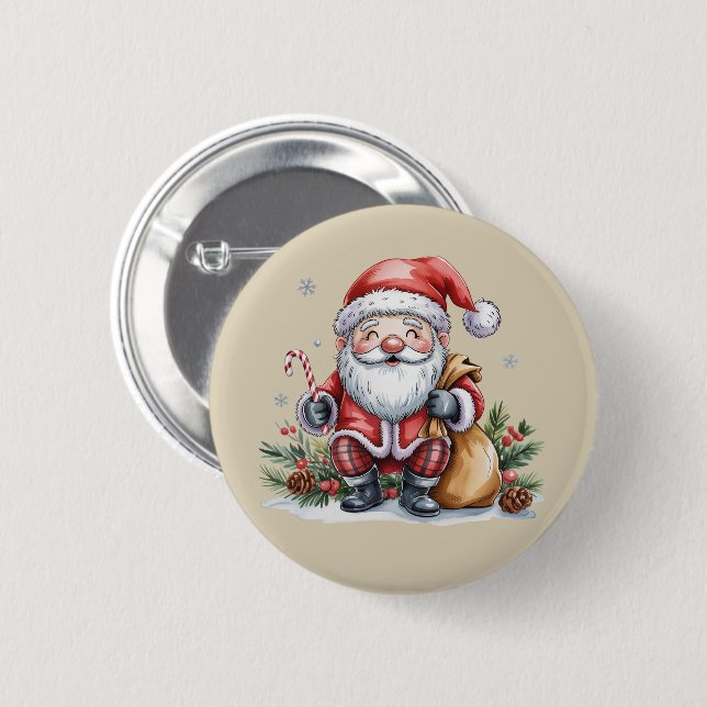 Gnome Christmas Winter Season Gnomes Lover Holiday 6 Cm Round Badge (Front & Back)