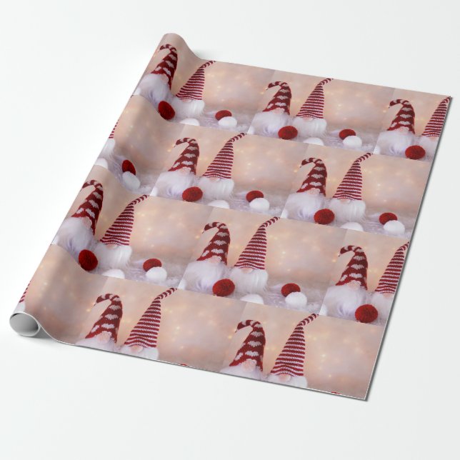 Gnome  Christmas  Wrapping Paper (Unrolled)