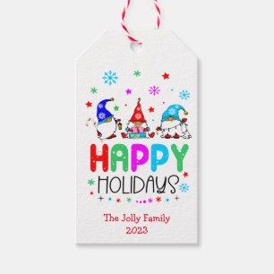 Gnome Colourful Cute Happy Holidays Christmas   Gift Tags