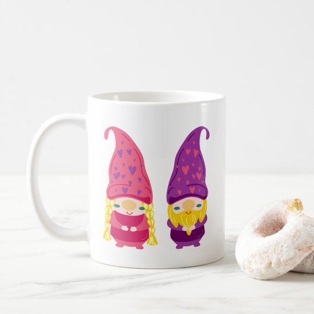 Gnome Couple Customisable Coffee Mug (With Donut)