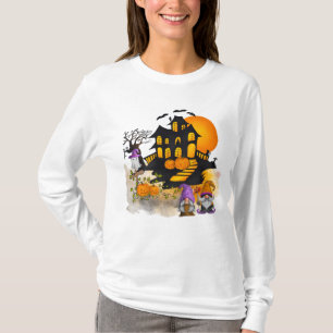 Gnome Couple, Haunted House, Ghost, JackO'Lanterns T-Shirt
