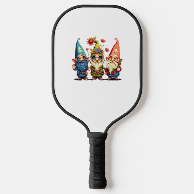 Gnome Cute and funny gnome Hippie sunflower peace  Pickleball Paddle (Front)