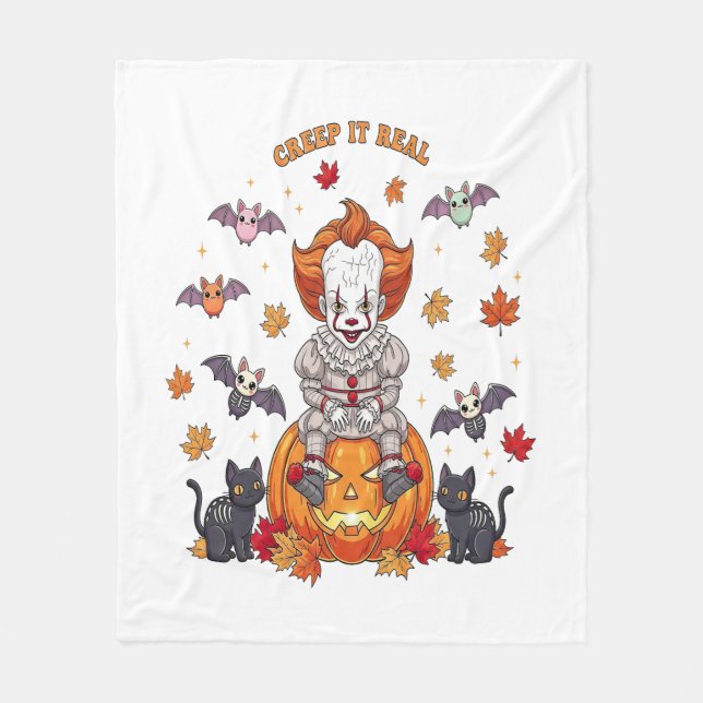 Gnome Cute Pumpkin Halloween Fleece Blanket (Front)