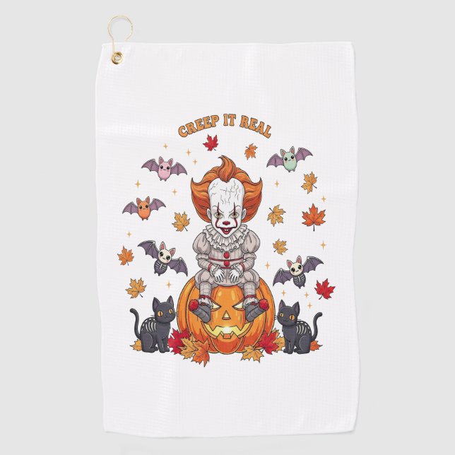 Gnome Cute Pumpkin Halloween Golf Towel (Front)