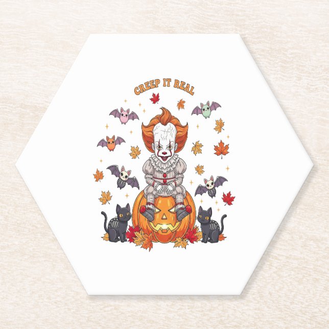 Gnome Cute Pumpkin Halloween Paper Coaster (Front)
