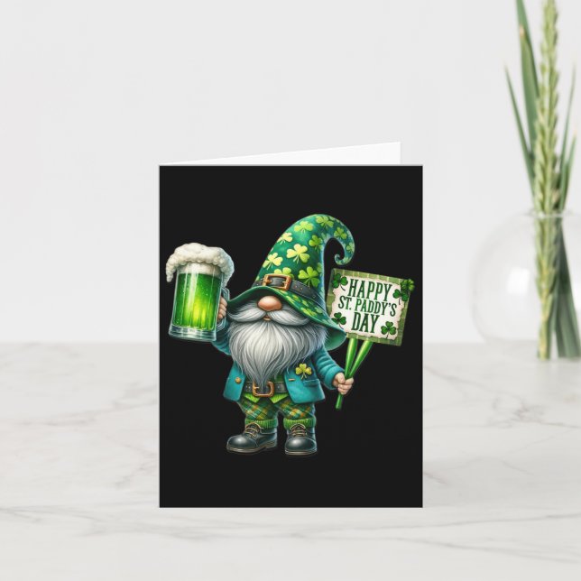 Gnome Drinking Saint Patricks Day Happy St Paddys  Card (Front)