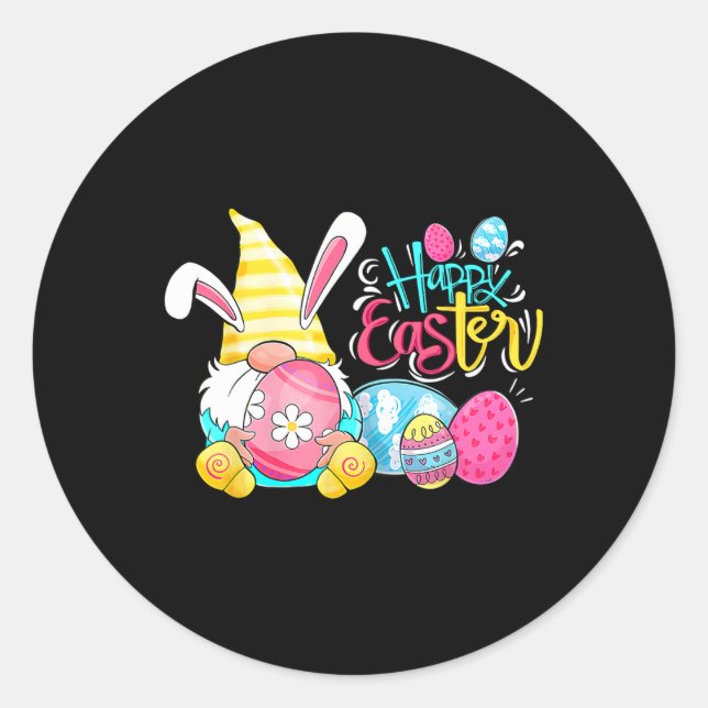 Gnome Easter Egg Hunt Gnomes Bunny Happy Easter Da Classic Round Sticker (Front)