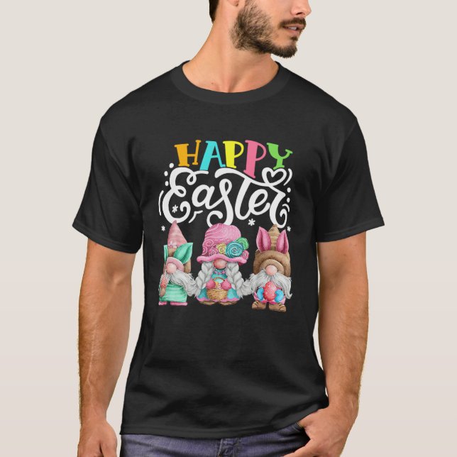 Gnome Easter Hug Egg Bunny Gnome Spring Gnomies Ha T-Shirt (Front)