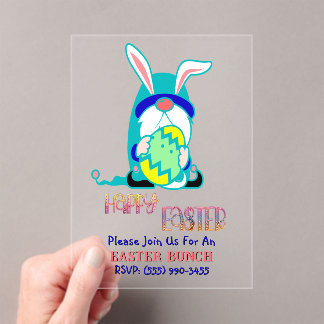 Gnome & Egg Happy Easter Brunch Acrylic Invitations