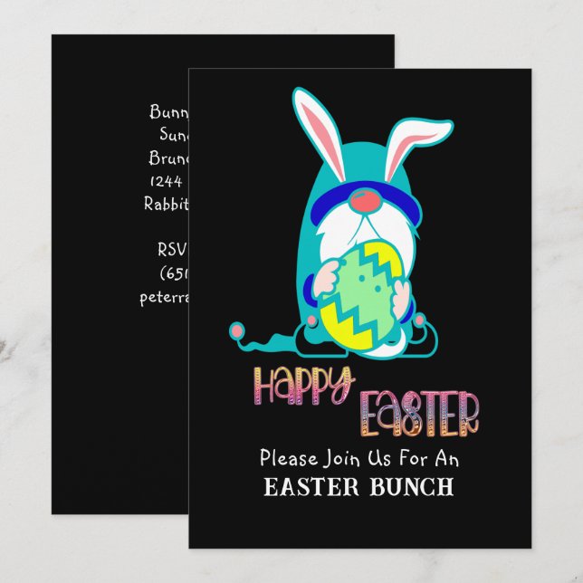 Gnome & Egg Happy Easter Brunch Invitation (Front/Back)