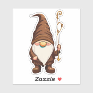 Gnome Explorer With Walking Cane Sticker