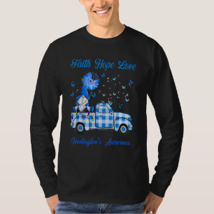 Gnome Faith Hope Love Huntington's Awareness T-Shirt