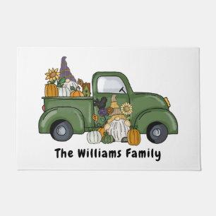 Gnome Fall Autumn Pick Up Truck with Pumpkins Doormat