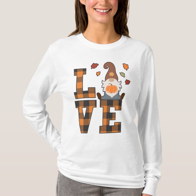 Gnome Fall Love Womens T-Shirt (Front)