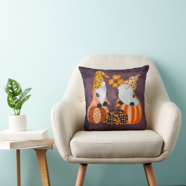 Gnome Fall Pumpkin Home Decor Throw Pillow (Chair)
