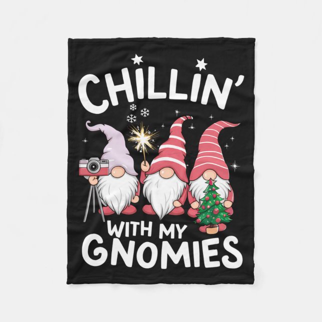 Gnome Family Christmas Chillin With My Gnomies _1  Fleece Blanket (Front)